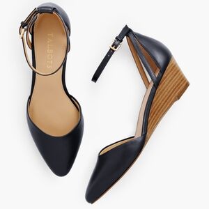 Talbots Laney D'Orsay Nappa Wedges Black Size 7 Career Leather